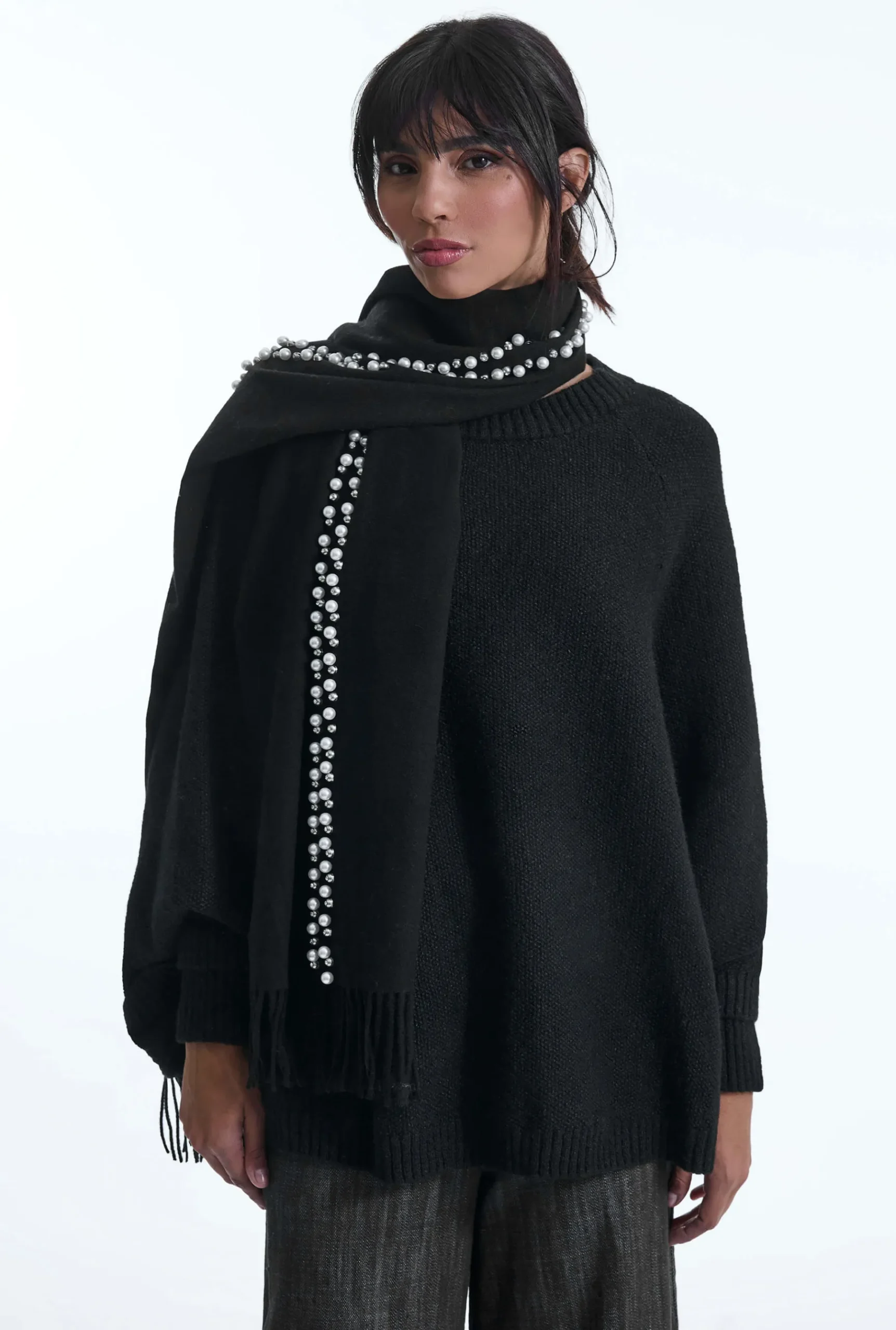 James Lakeland Pearl Black Scarf