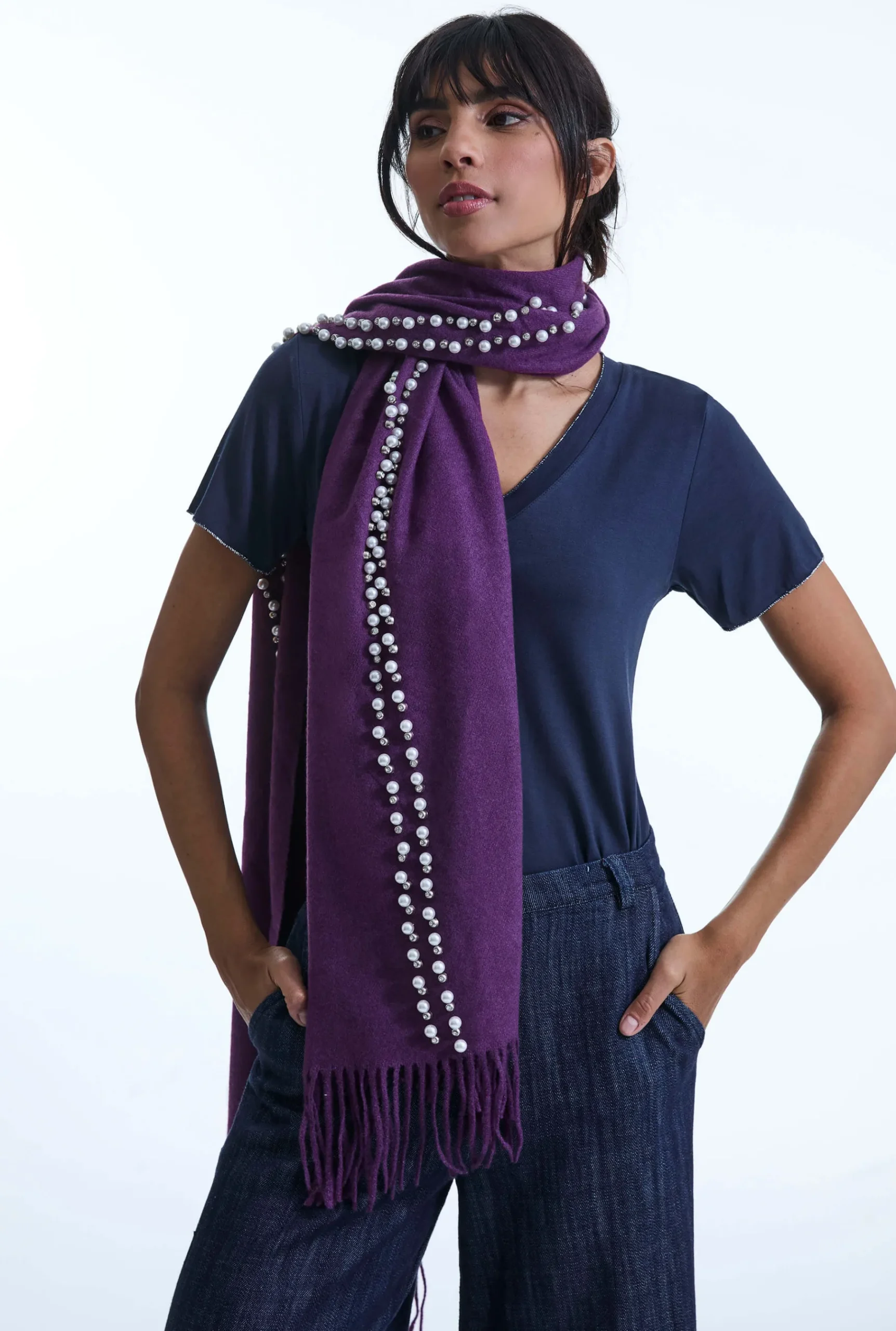 James Lakeland Pearl Purple Scarf