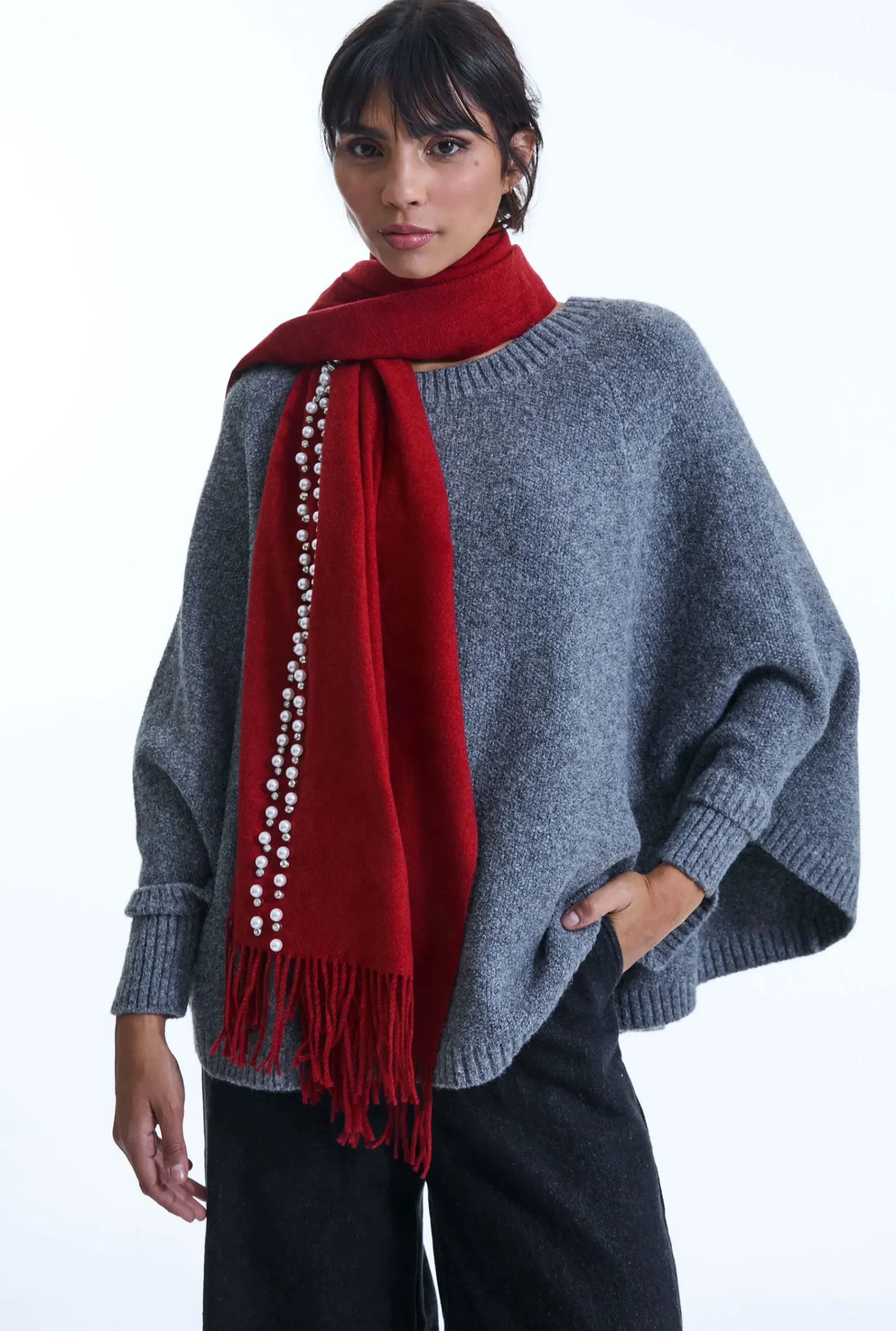 James Lakeland Pearl Red Scarf