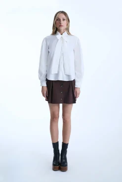 James Lakeland Pin Tuck Brown Button Skirt
