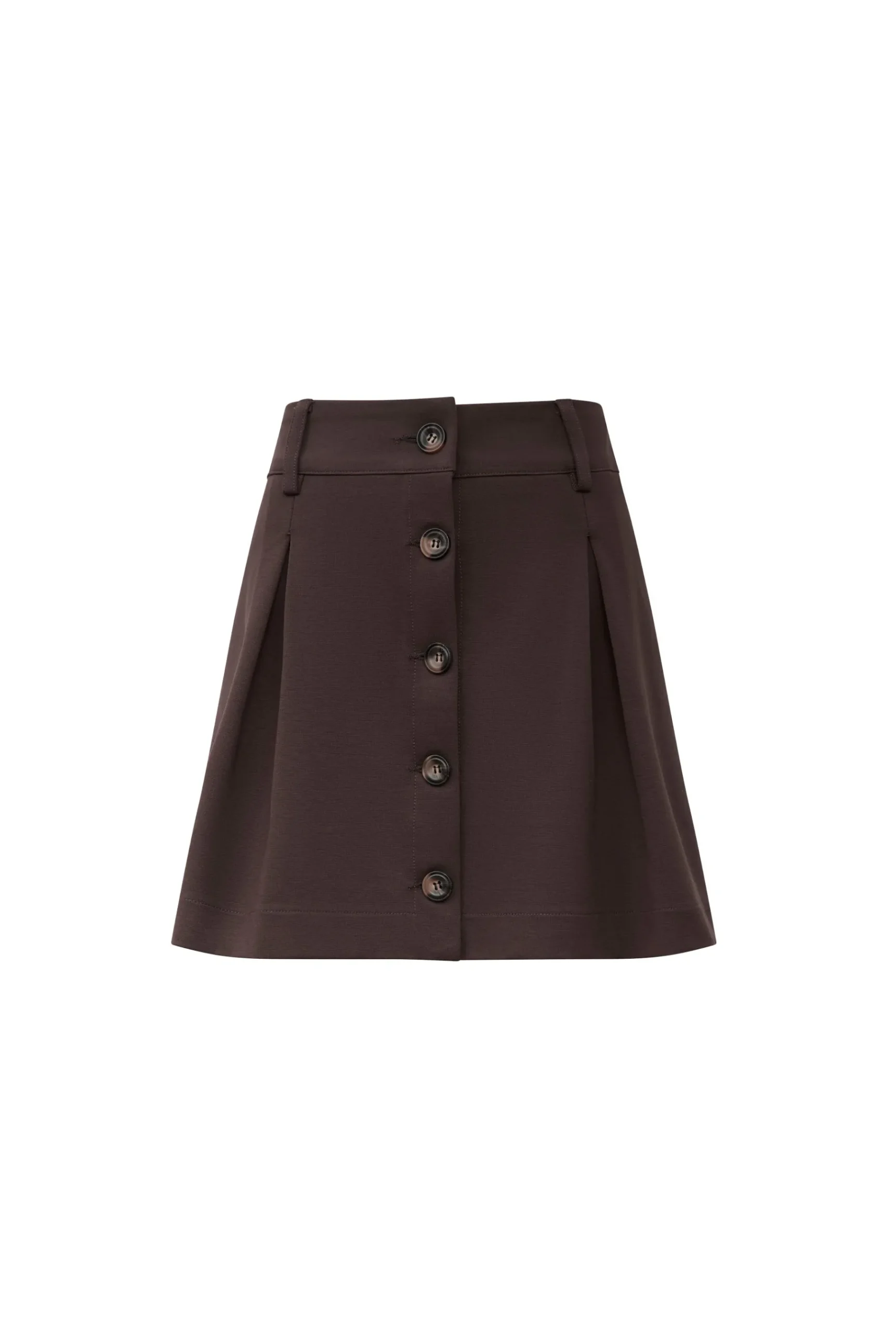James Lakeland Pin Tuck Brown Button Skirt