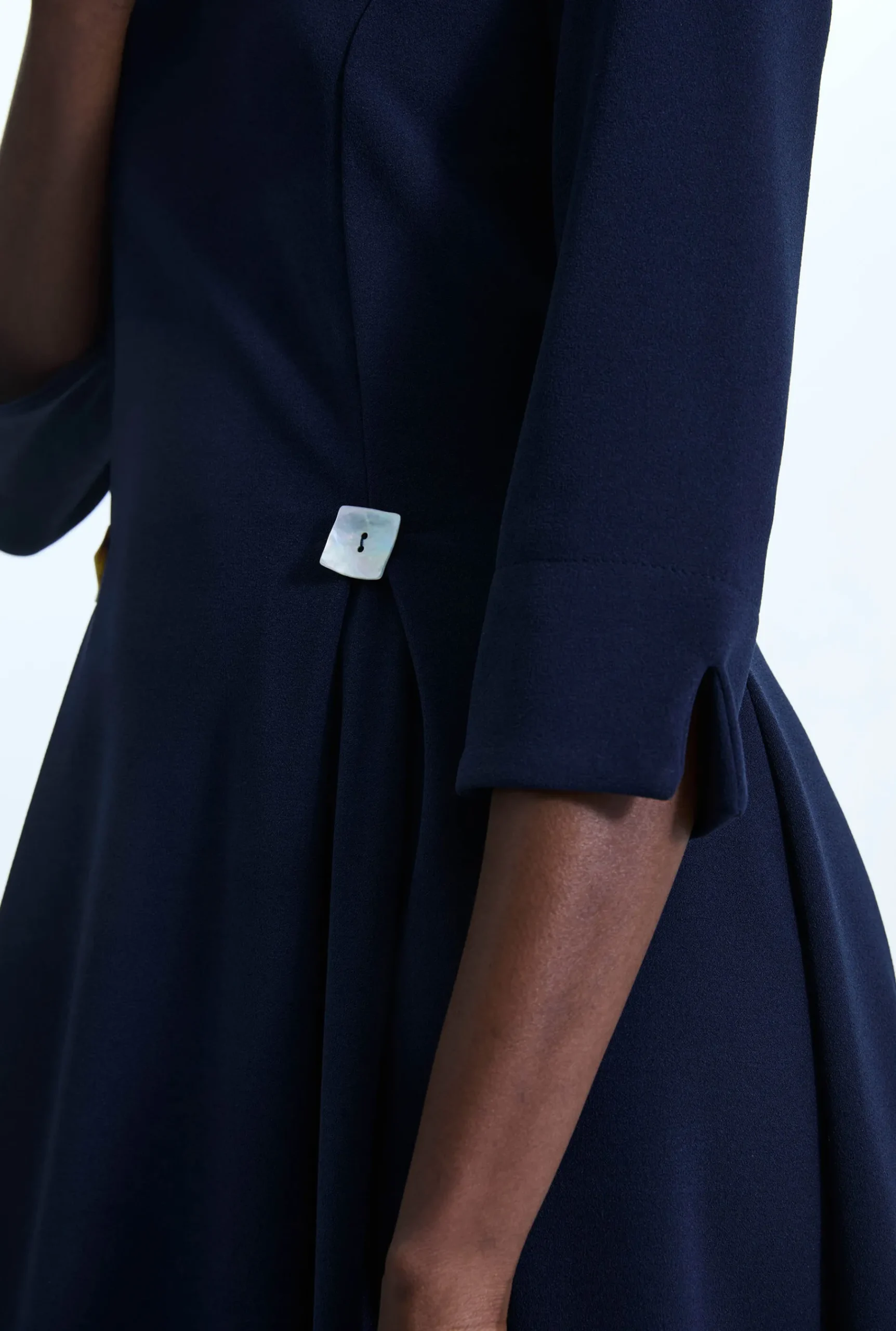 James Lakeland Pin Tuck Button Midi Dress Navy
