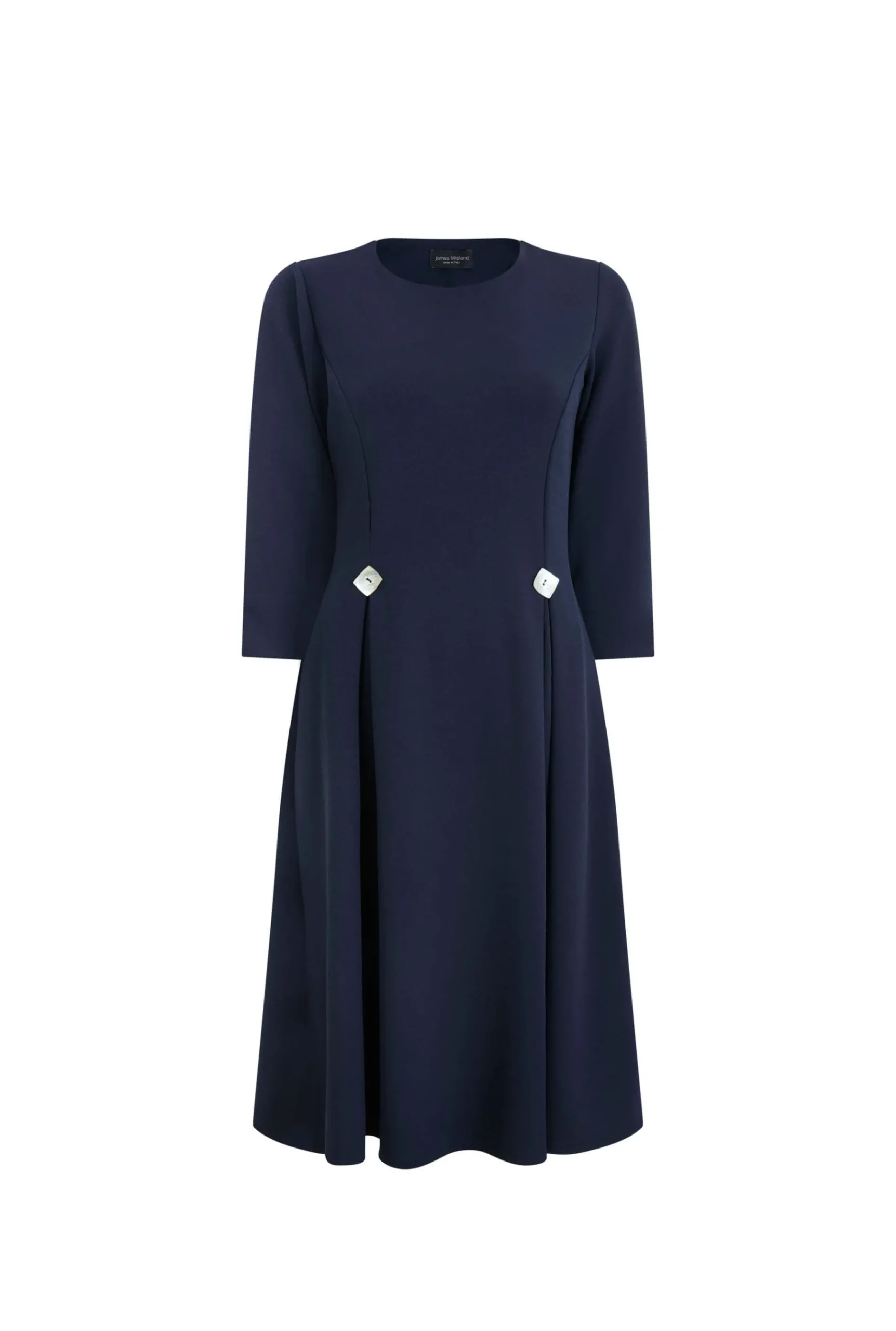 James Lakeland Pin Tuck Button Midi Dress Navy