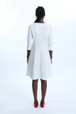 James Lakeland Pin Tuck Button Midi Dress Cream
