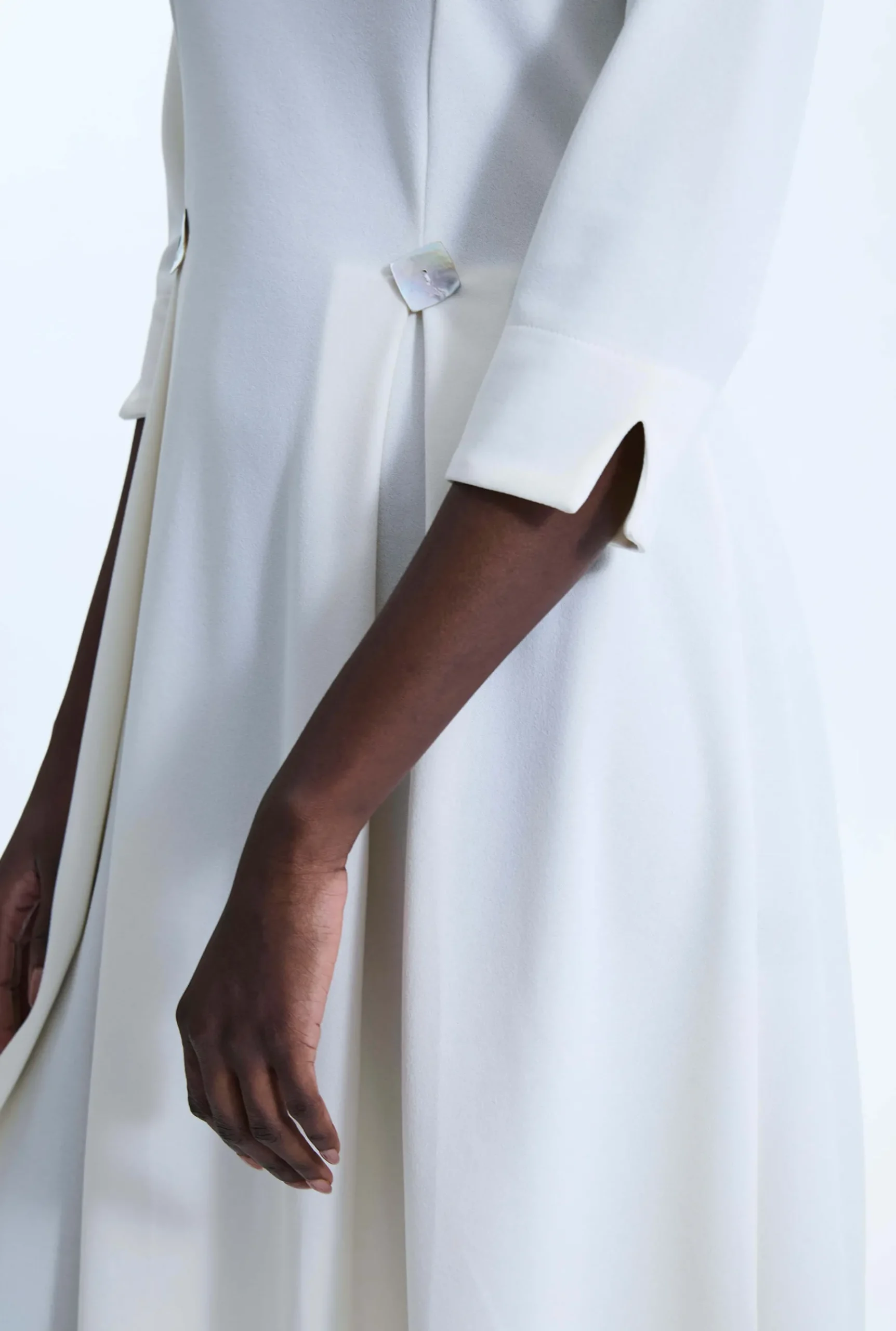 James Lakeland Pin Tuck Button Midi Dress Cream