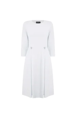 James Lakeland Pin Tuck Button Midi Dress Cream