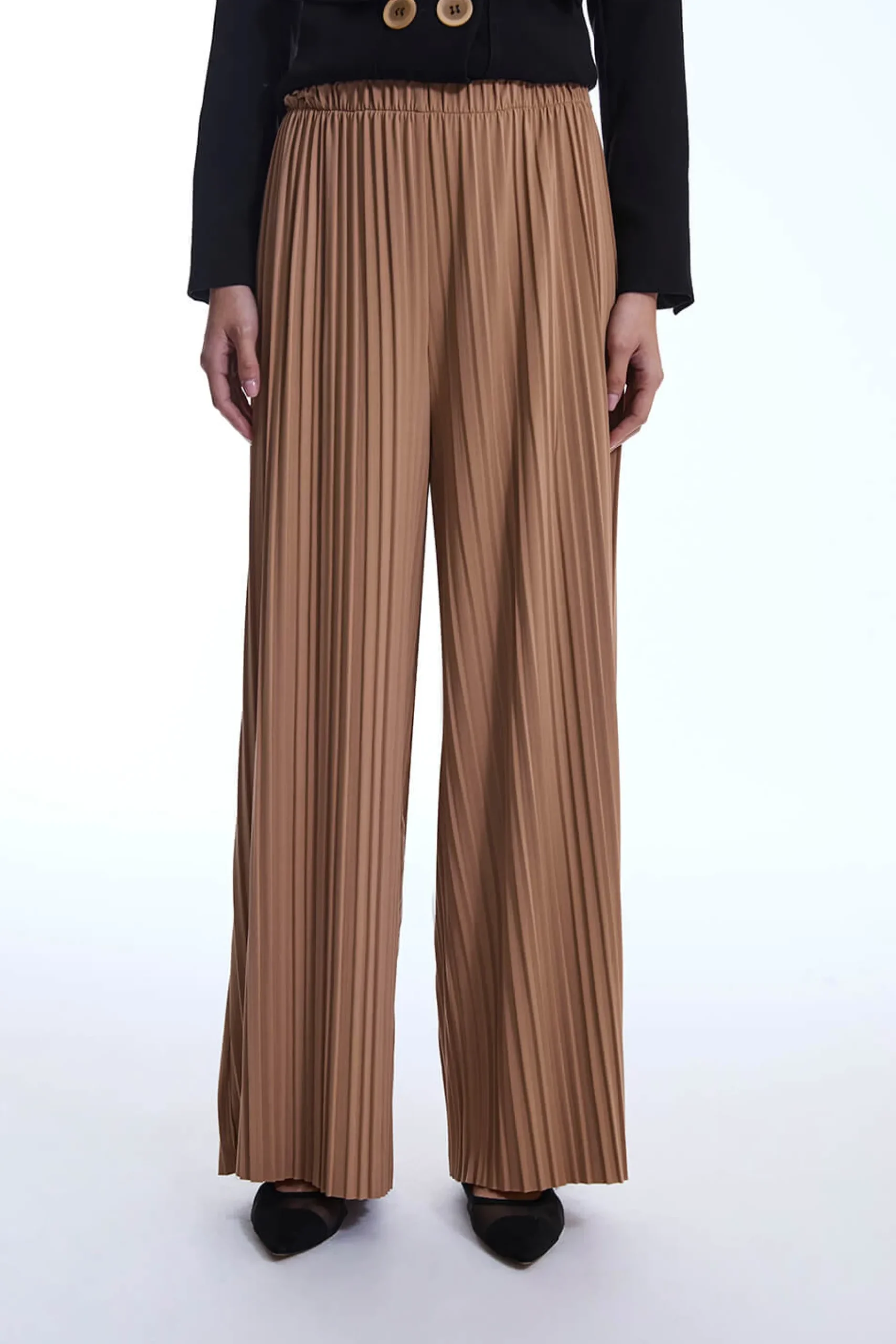 James Lakeland Pleated Camel Trousers