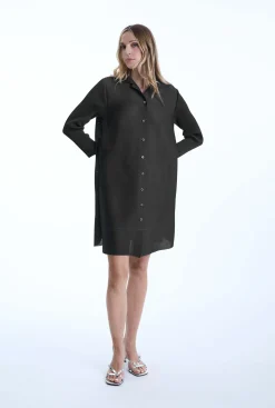 James Lakeland Pleated Charcoal Dress