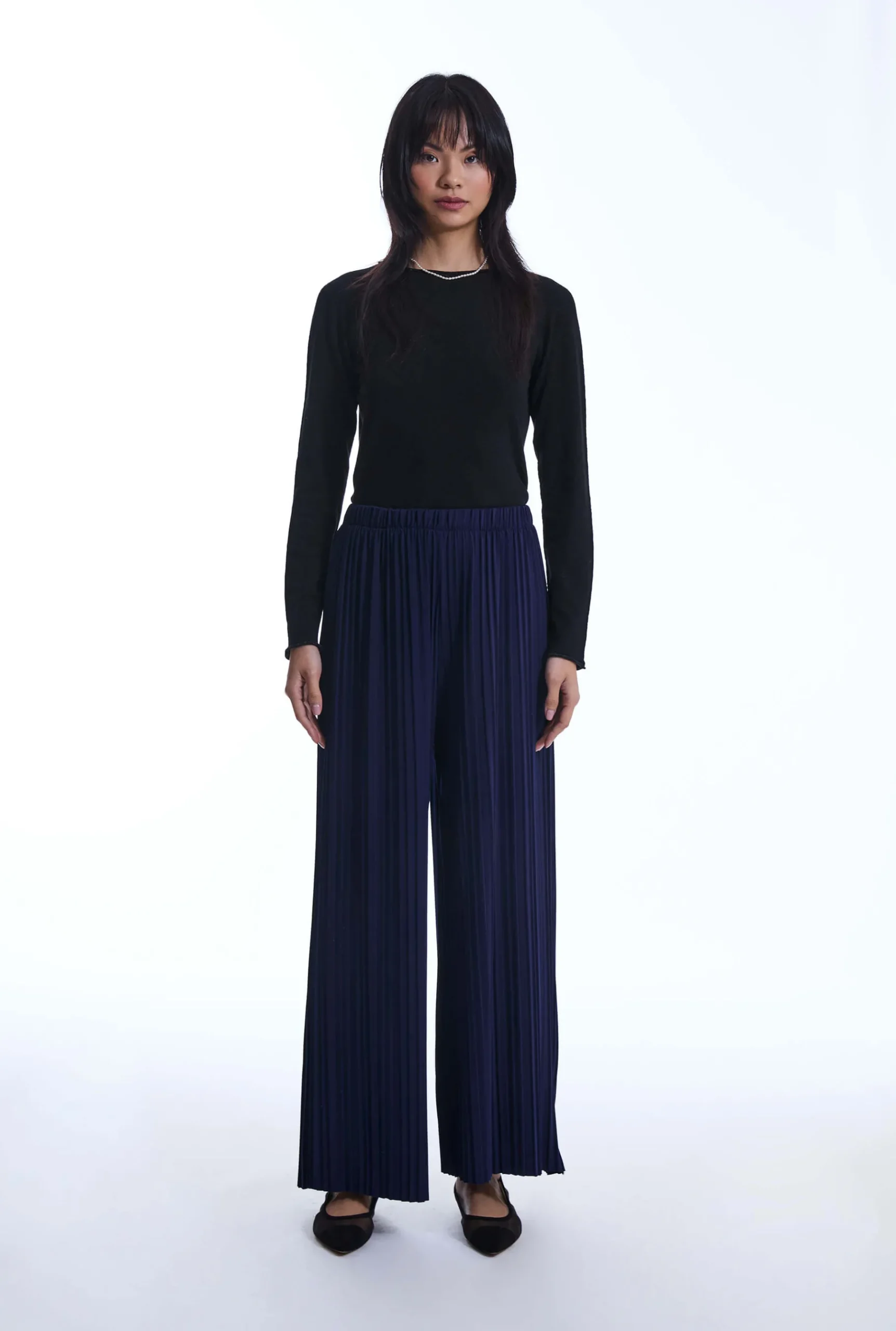 James Lakeland Pleated Navy Trousers