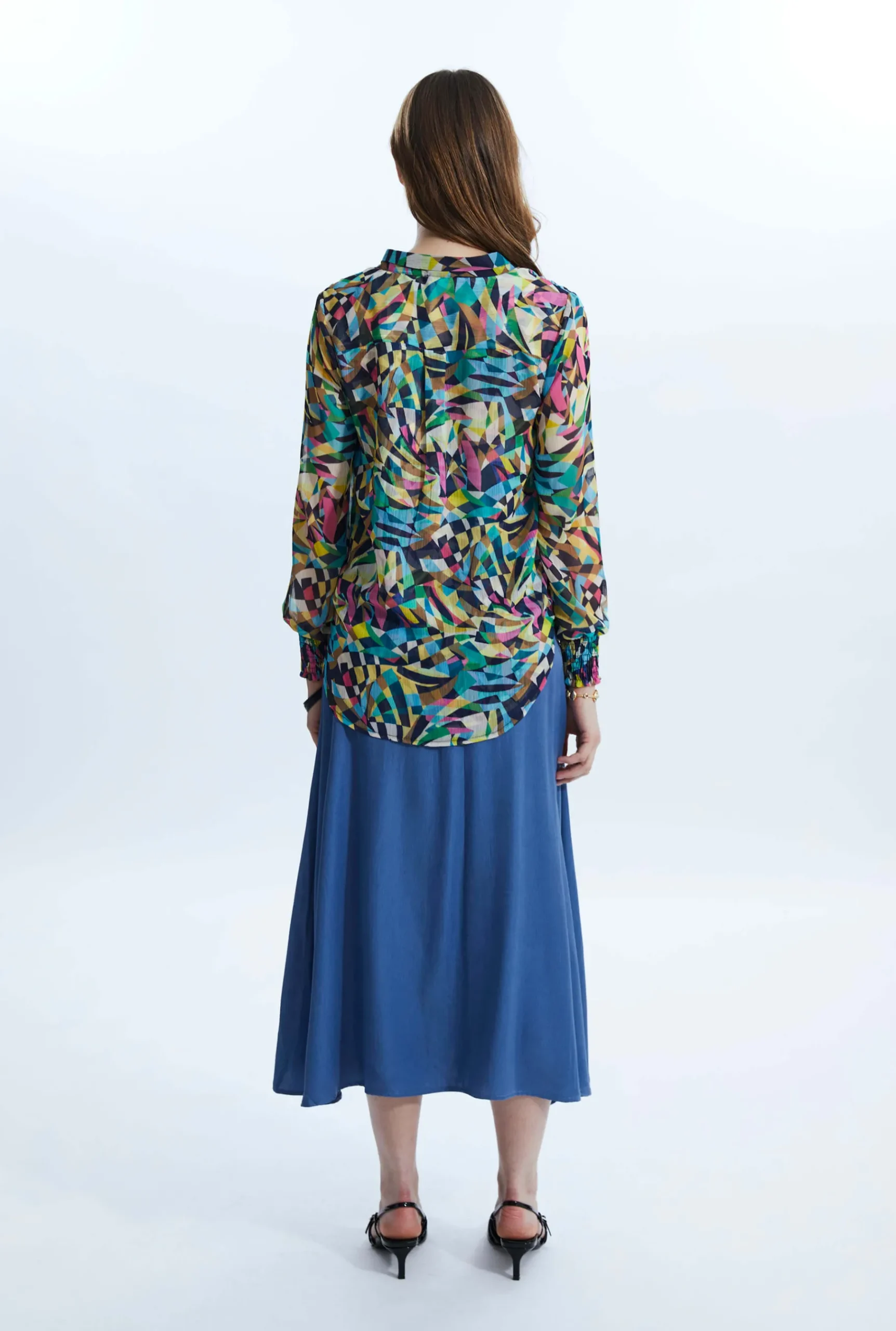 James Lakeland Print Mandarin Collar Blouse
