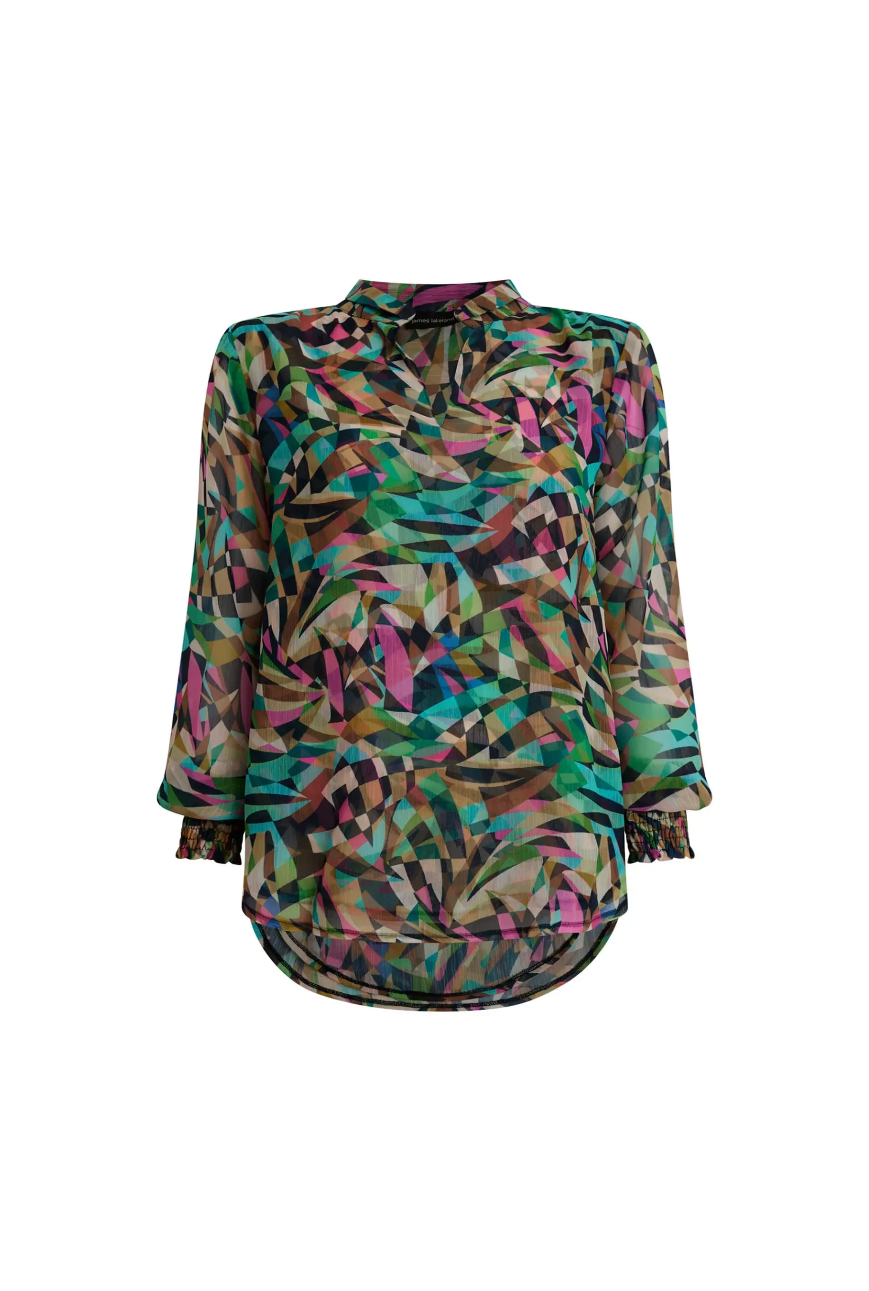 James Lakeland Print Mandarin Collar Blouse