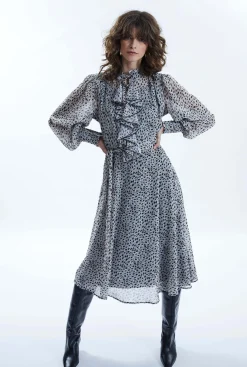 James Lakeland Printed Front Ruffle Midi Dress