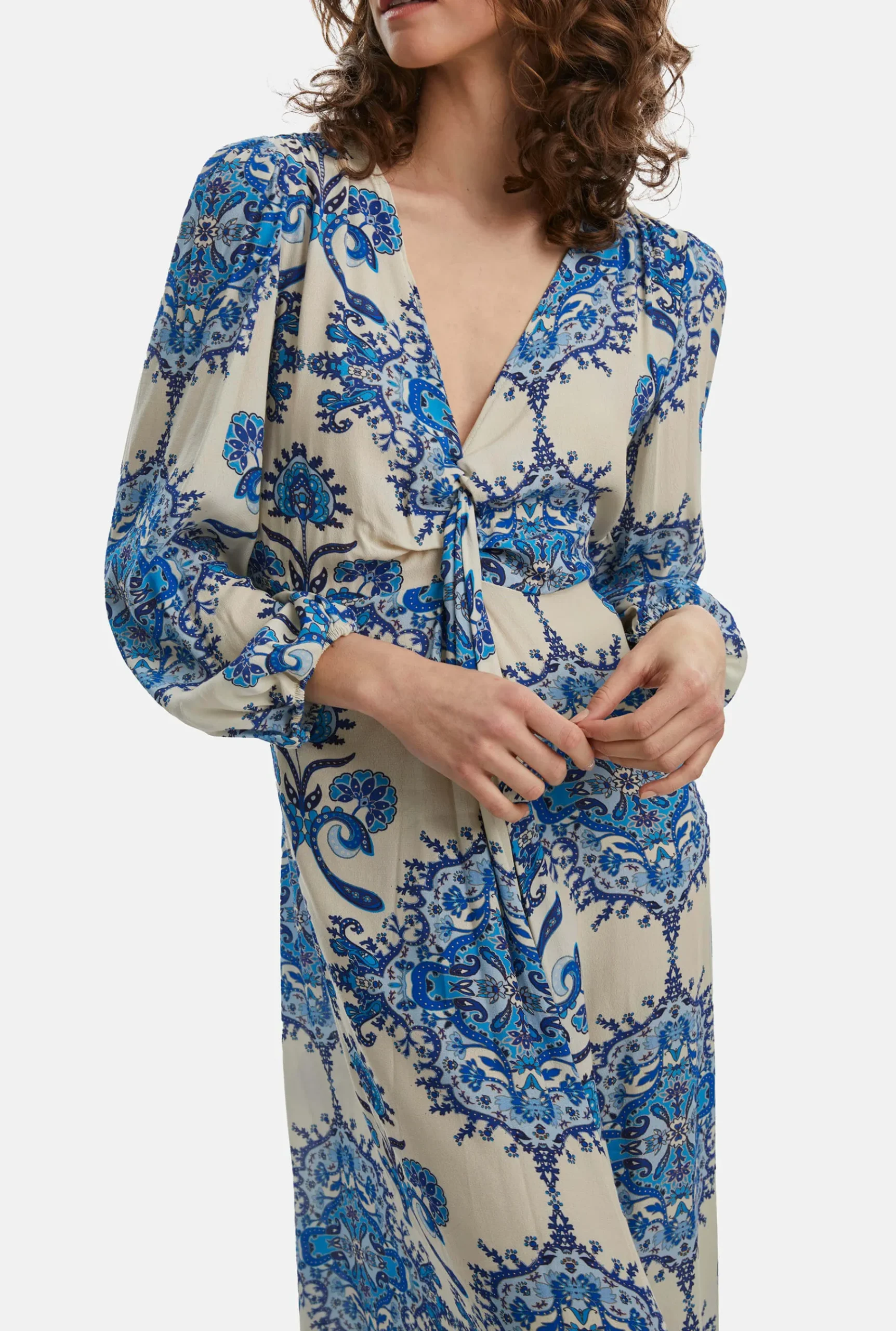 James Lakeland Printed Knot Midi Dress Blue