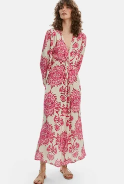 James Lakeland Printed Knot Midi Dress Pink