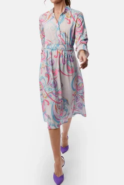James Lakeland Printed Midi Dress Grey Mutlicolour