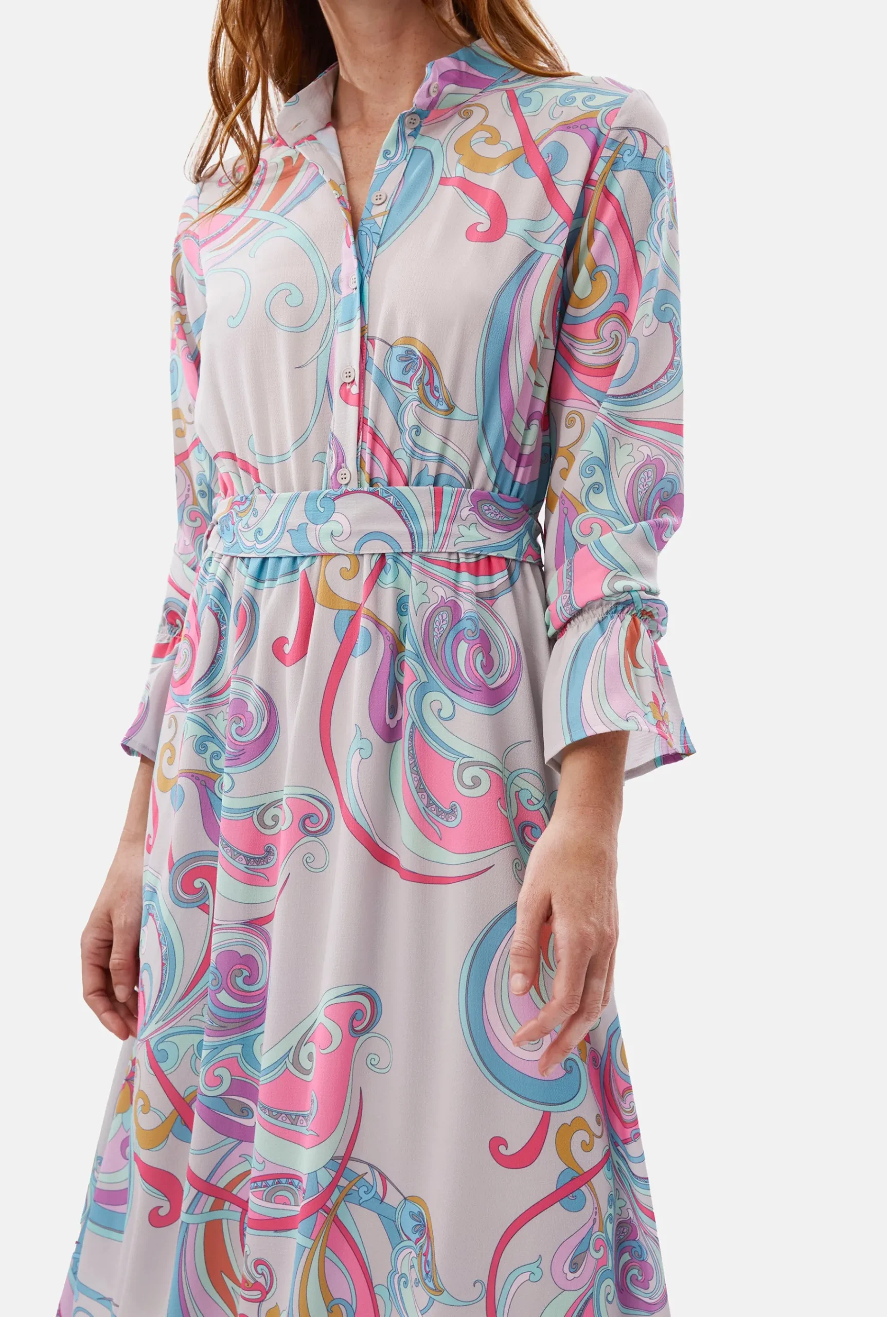 James Lakeland Printed Midi Dress Grey Mutlicolour