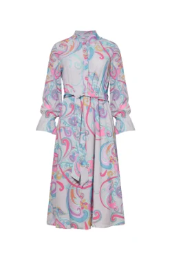 James Lakeland Printed Midi Dress Grey Mutlicolour