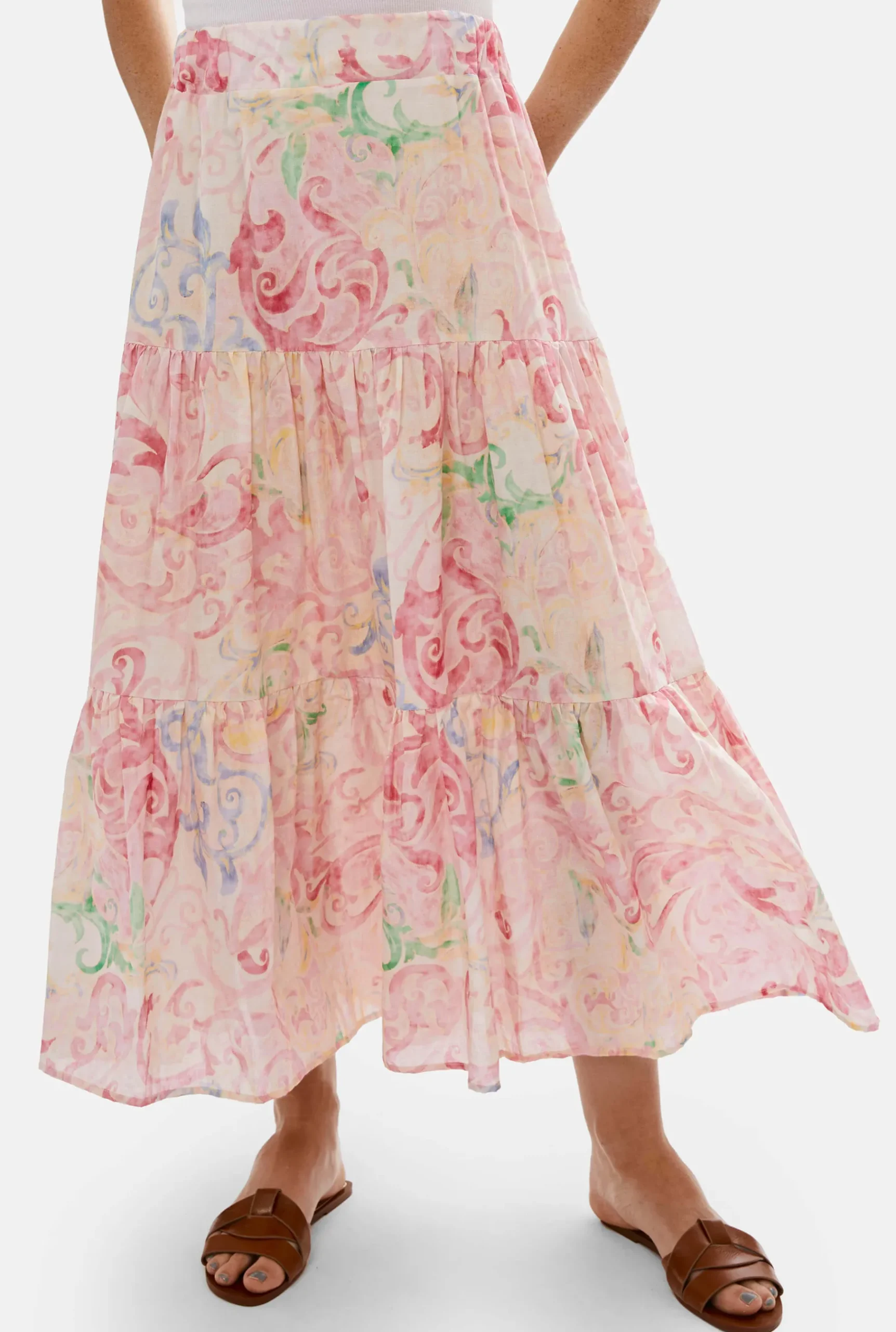 James Lakeland Printed Tiered Midi Skirt