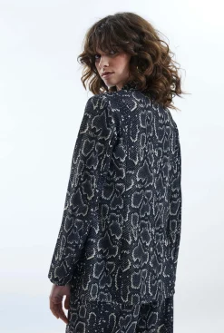 James Lakeland Python Print Blazer Black-Beige