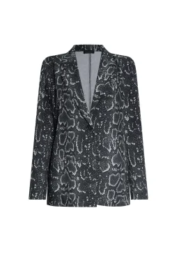 James Lakeland Python Print Blazer Black-Beige