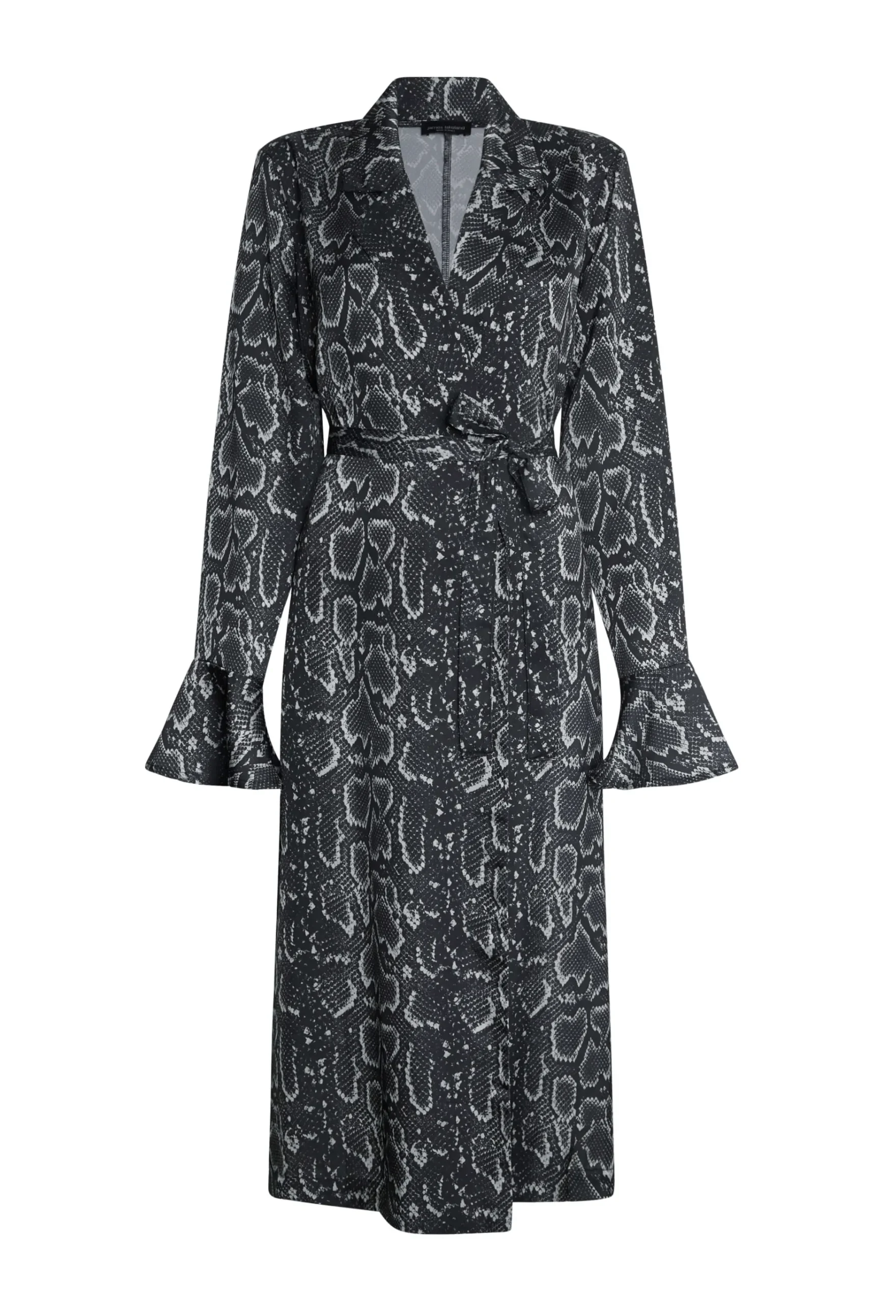 James Lakeland Python Print Wrap Shirt Dress Black-Beige
