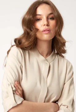 James Lakeland Roll Sleeve Midi Dress Beige
