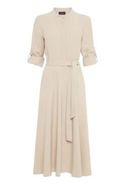 James Lakeland Roll Sleeve Midi Dress Beige