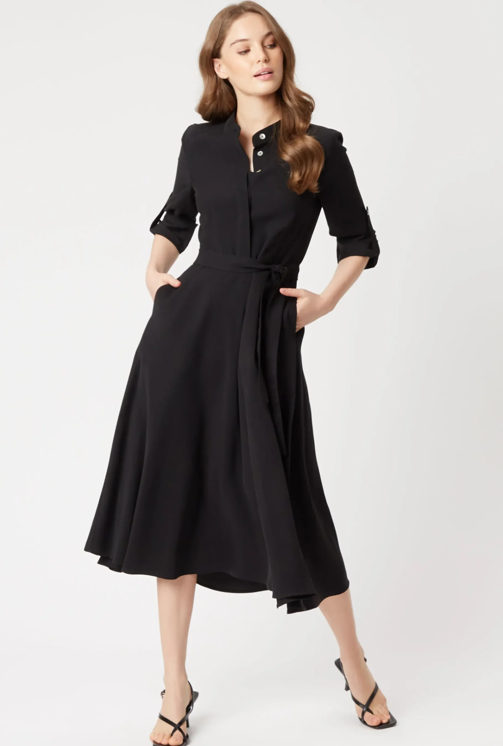 James Lakeland Roll Sleeve Midi Dress Black