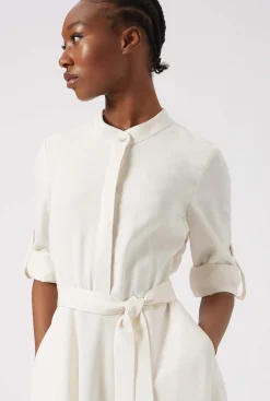 James Lakeland Roll Sleeve Midi Dress Cream
