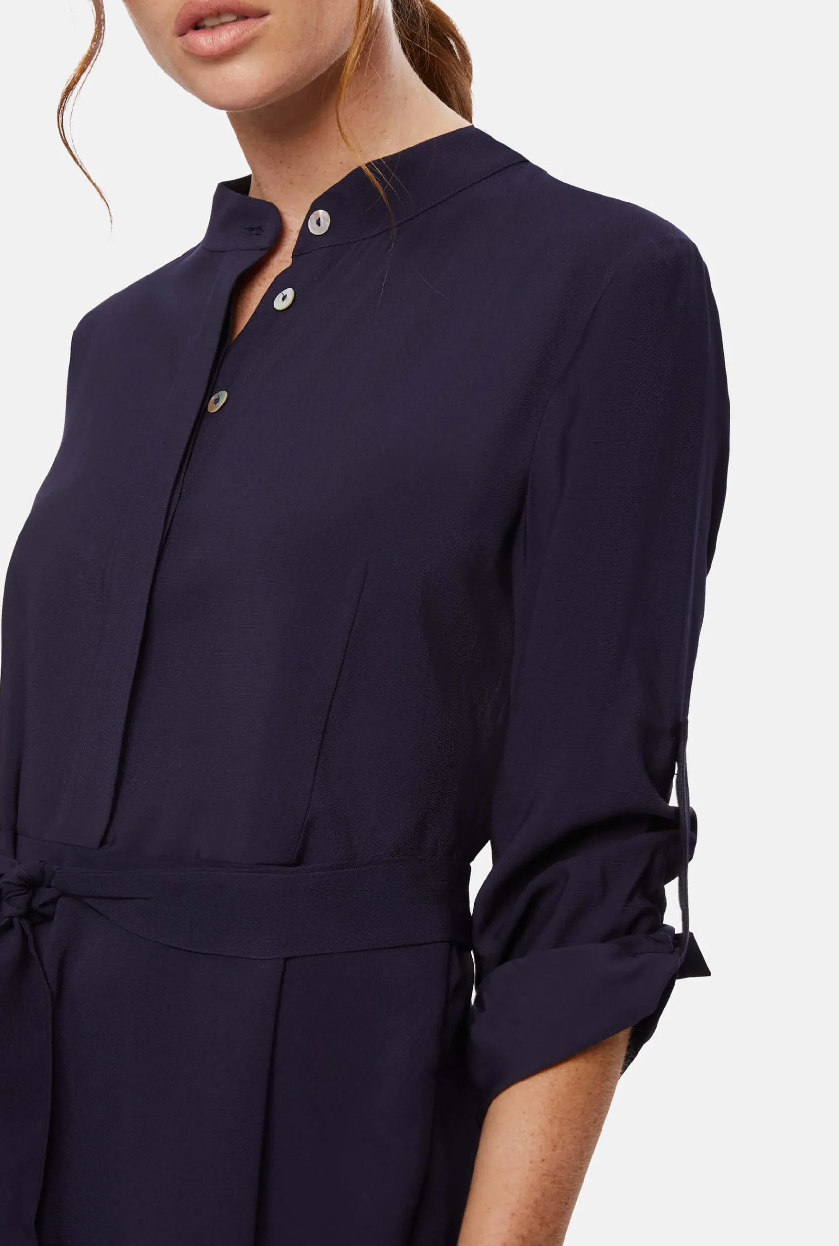 James Lakeland Roll Sleeve Midi Dress Navy