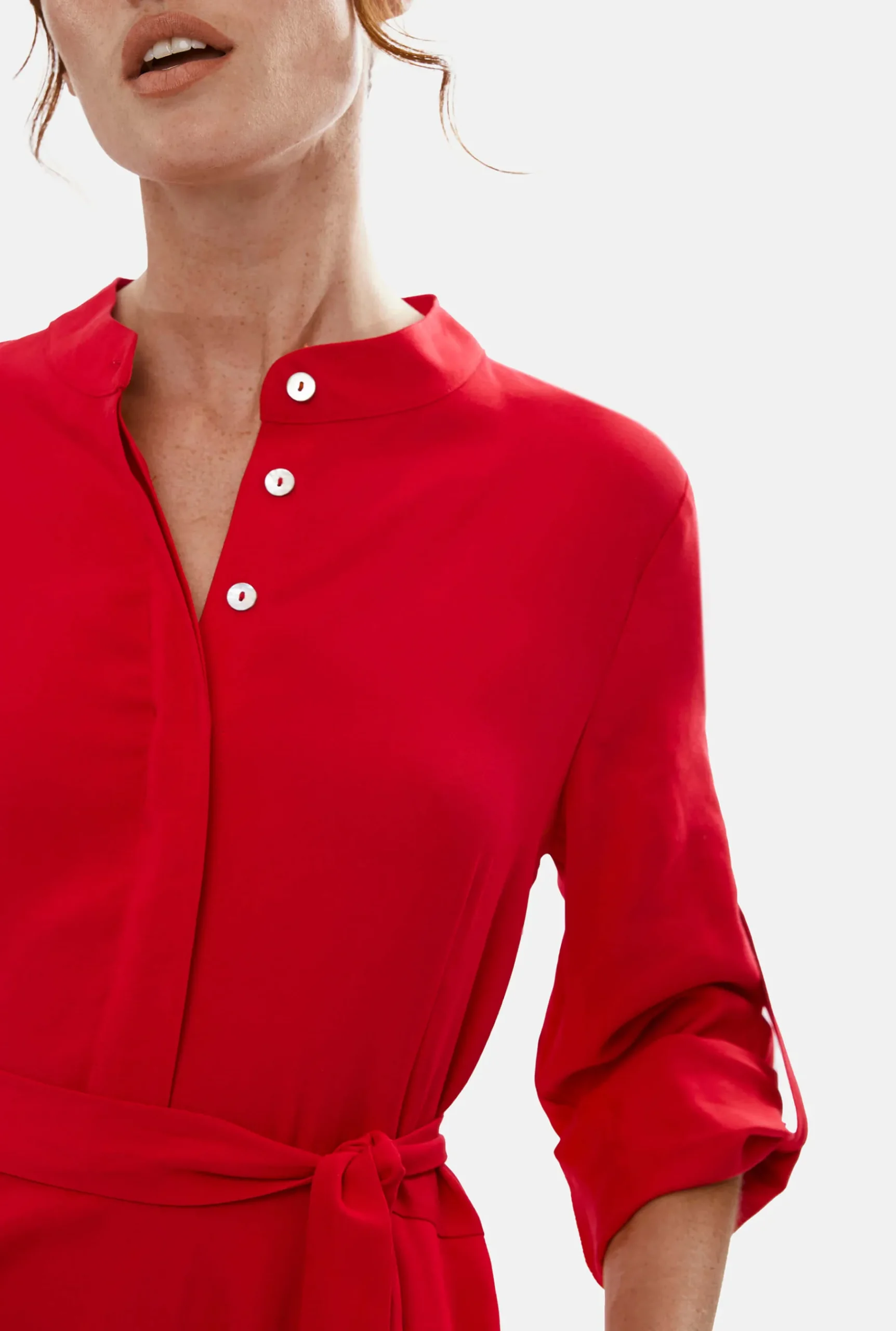 James Lakeland Roll Sleeve Midi Dress Red