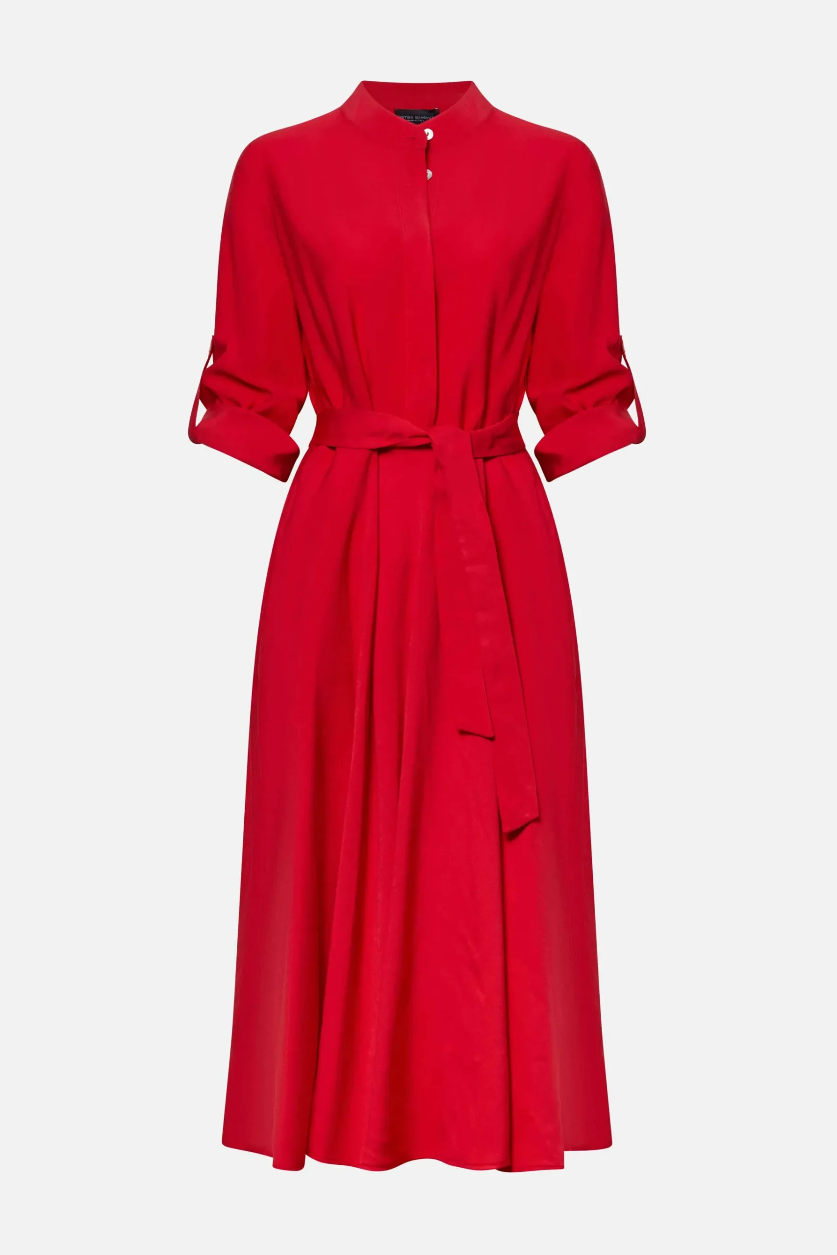 James Lakeland Roll Sleeve Midi Dress Red