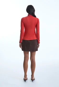 James Lakeland Ruffle Neck Orange Top