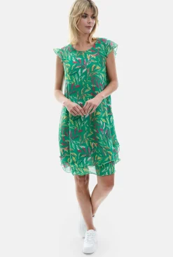 James Lakeland Ruffle Sleeveless Wave Hem Dress Green
