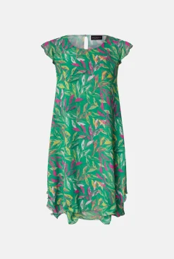 James Lakeland Ruffle Sleeveless Wave Hem Dress Green