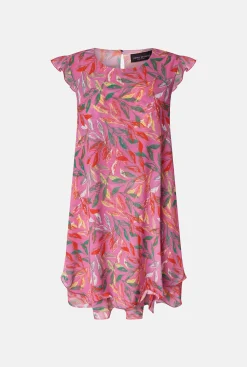 James Lakeland Ruffle Sleeves Wave Hem Dress Pink