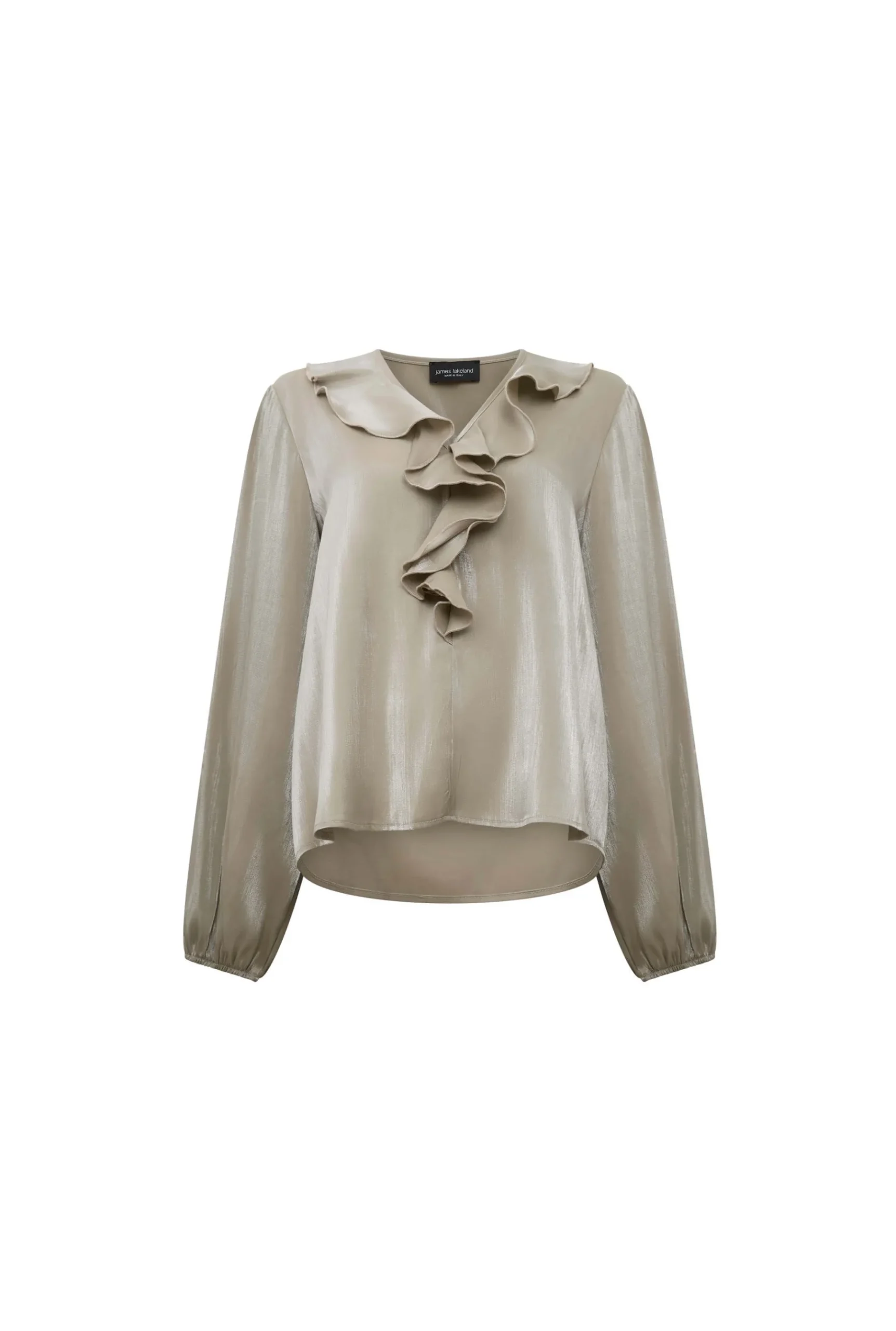 James Lakeland Sand Ruffled V-neck Blouse