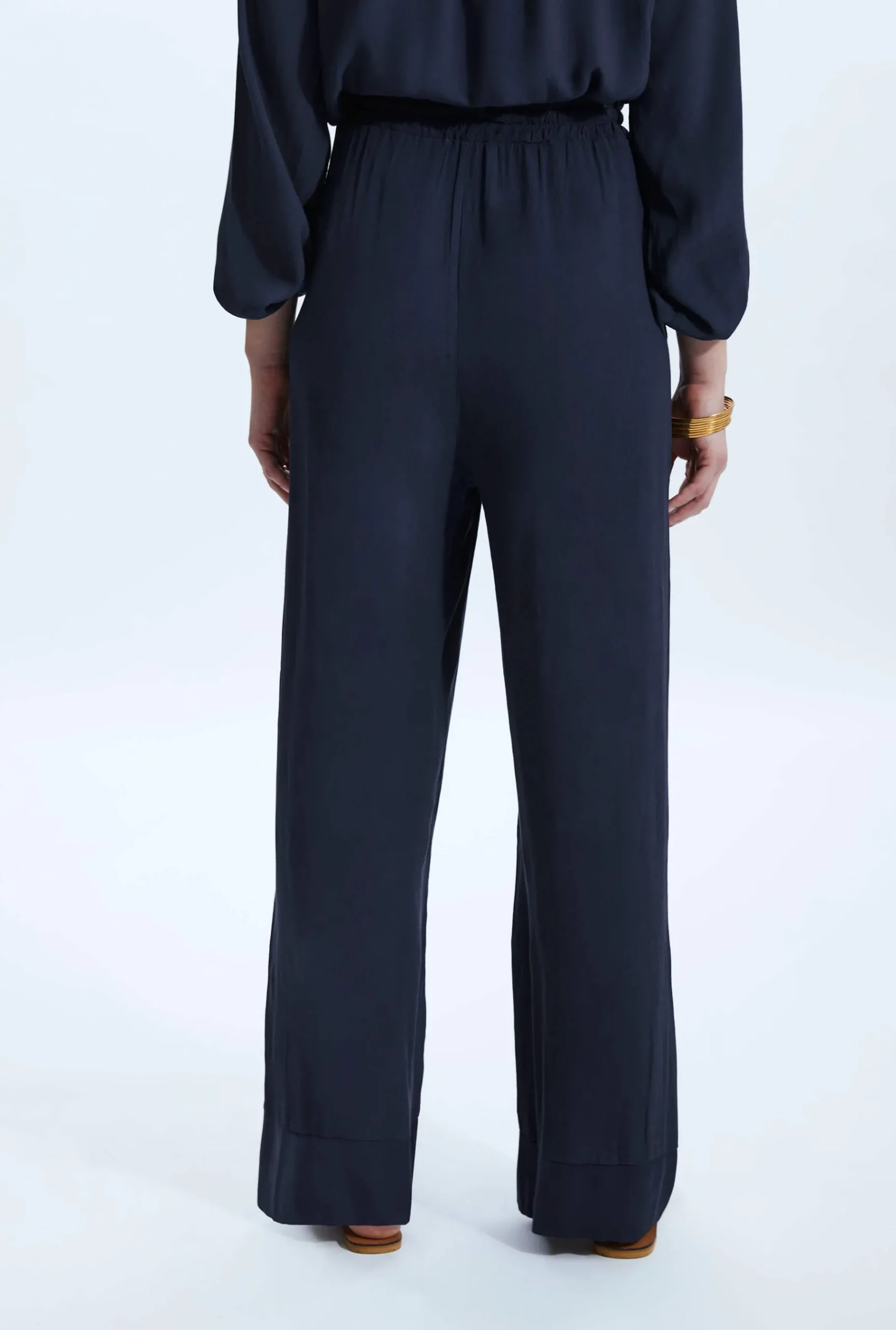 James Lakeland Satin Trim Wide Leg Joggers