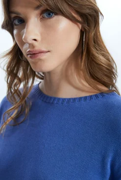 James Lakeland Scoop Neck Piped Edge Knit Denim