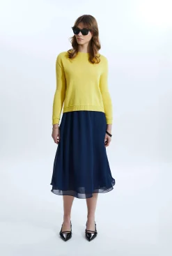 James Lakeland Scoop Neck Piped Edge Knit Yellow