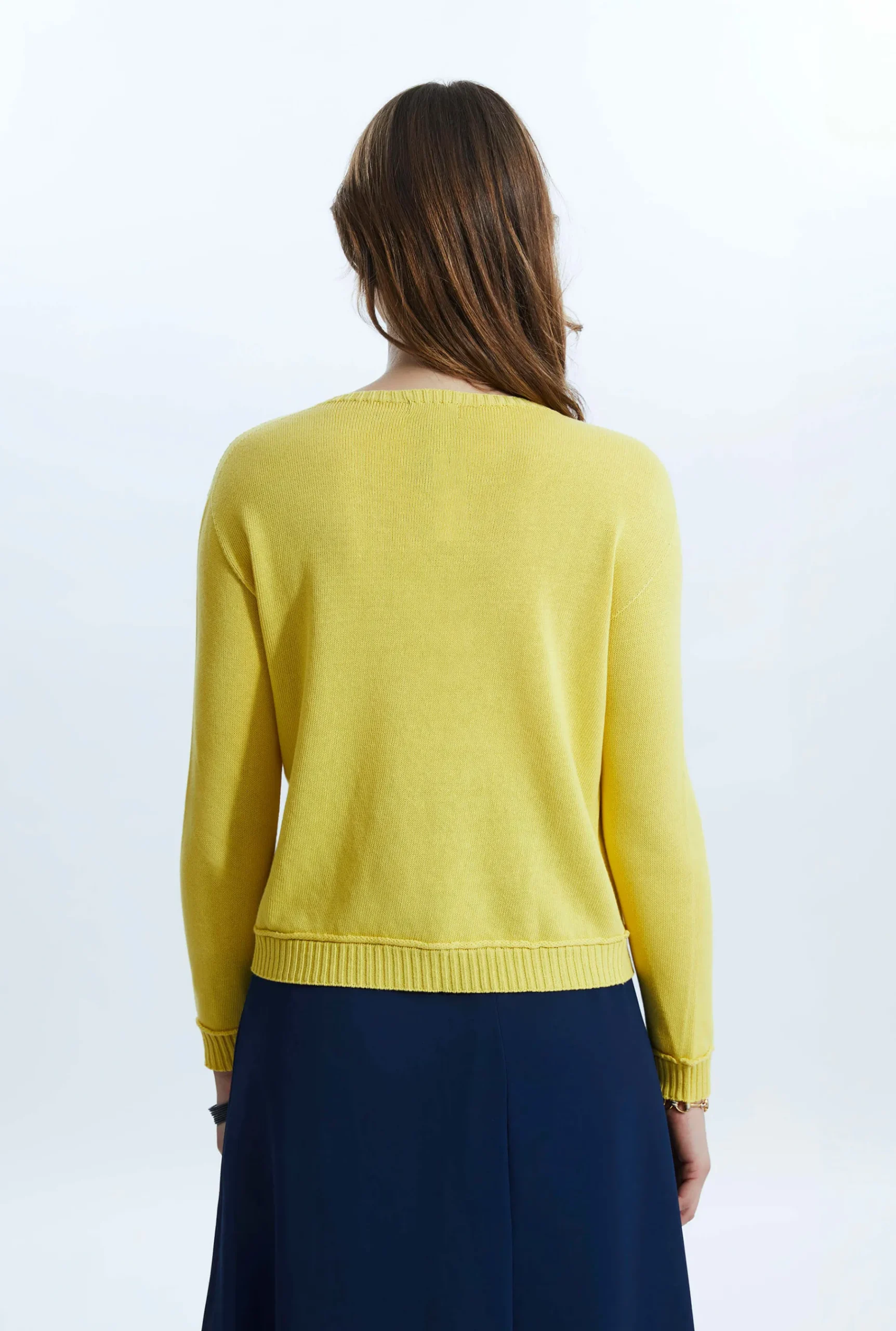 James Lakeland Scoop Neck Piped Edge Knit Yellow