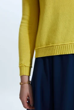James Lakeland Scoop Neck Piped Edge Knit Yellow