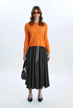 James Lakeland Scoop Neck Piped Edge Knit Orange