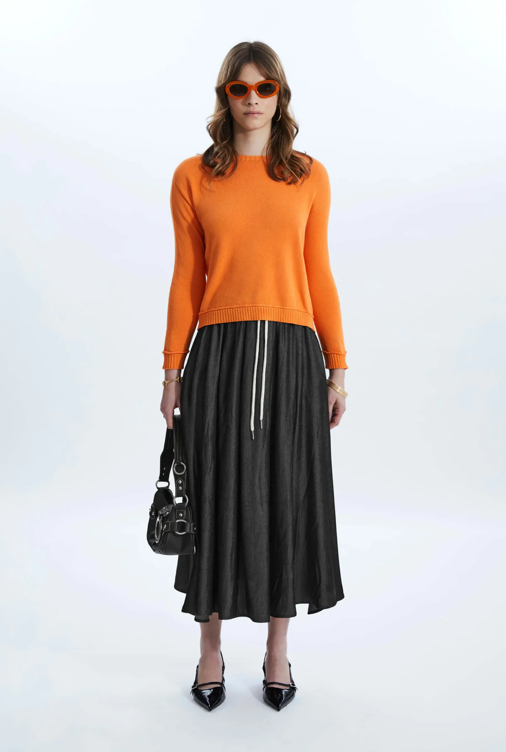 James Lakeland Scoop Neck Piped Edge Knit Orange