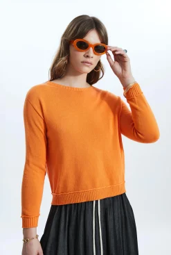 James Lakeland Scoop Neck Piped Edge Knit Orange