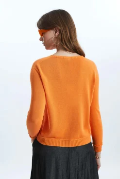 James Lakeland Scoop Neck Piped Edge Knit Orange