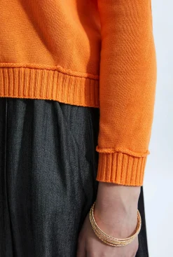 James Lakeland Scoop Neck Piped Edge Knit Orange