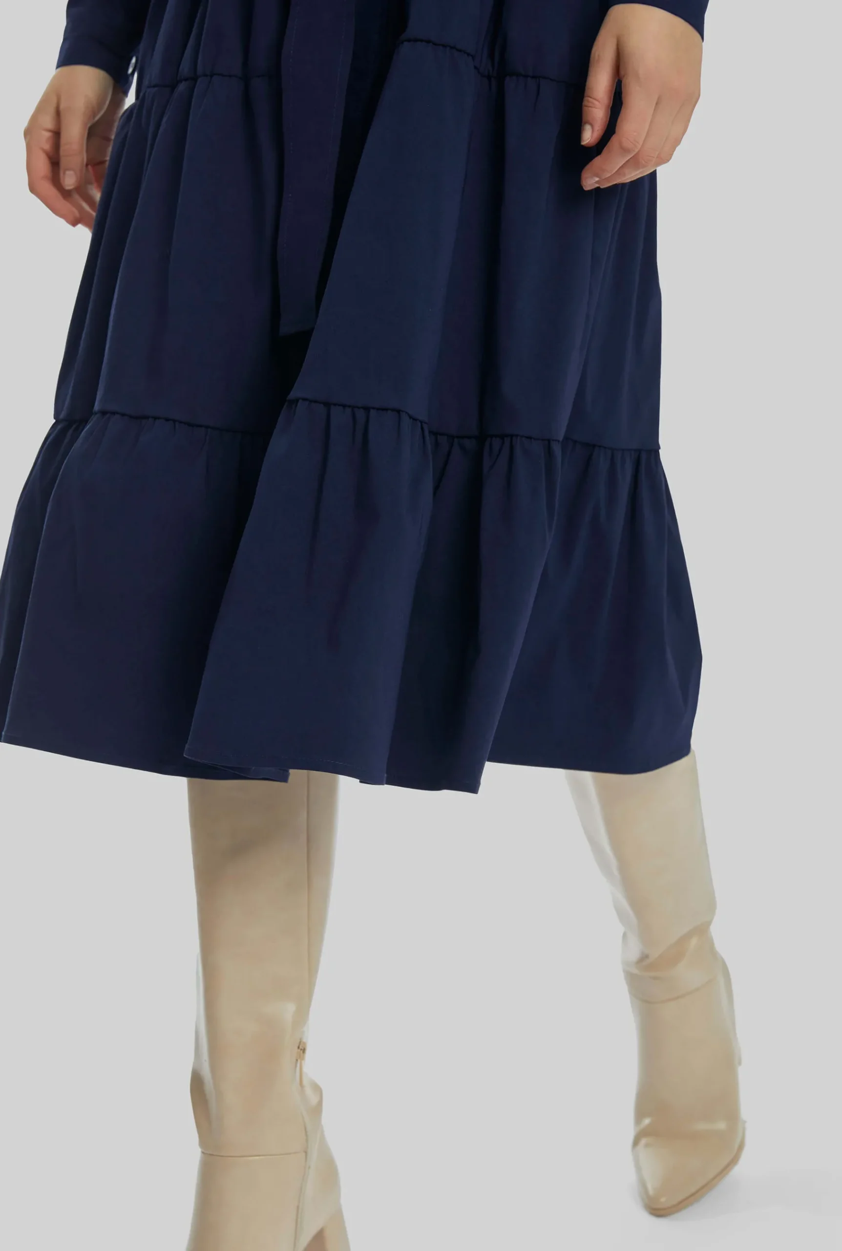 James Lakeland Shirt Collar Tiered Midi Dress