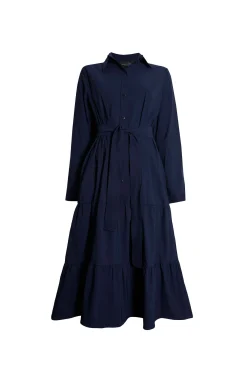 James Lakeland Shirt Collar Tiered Midi Dress