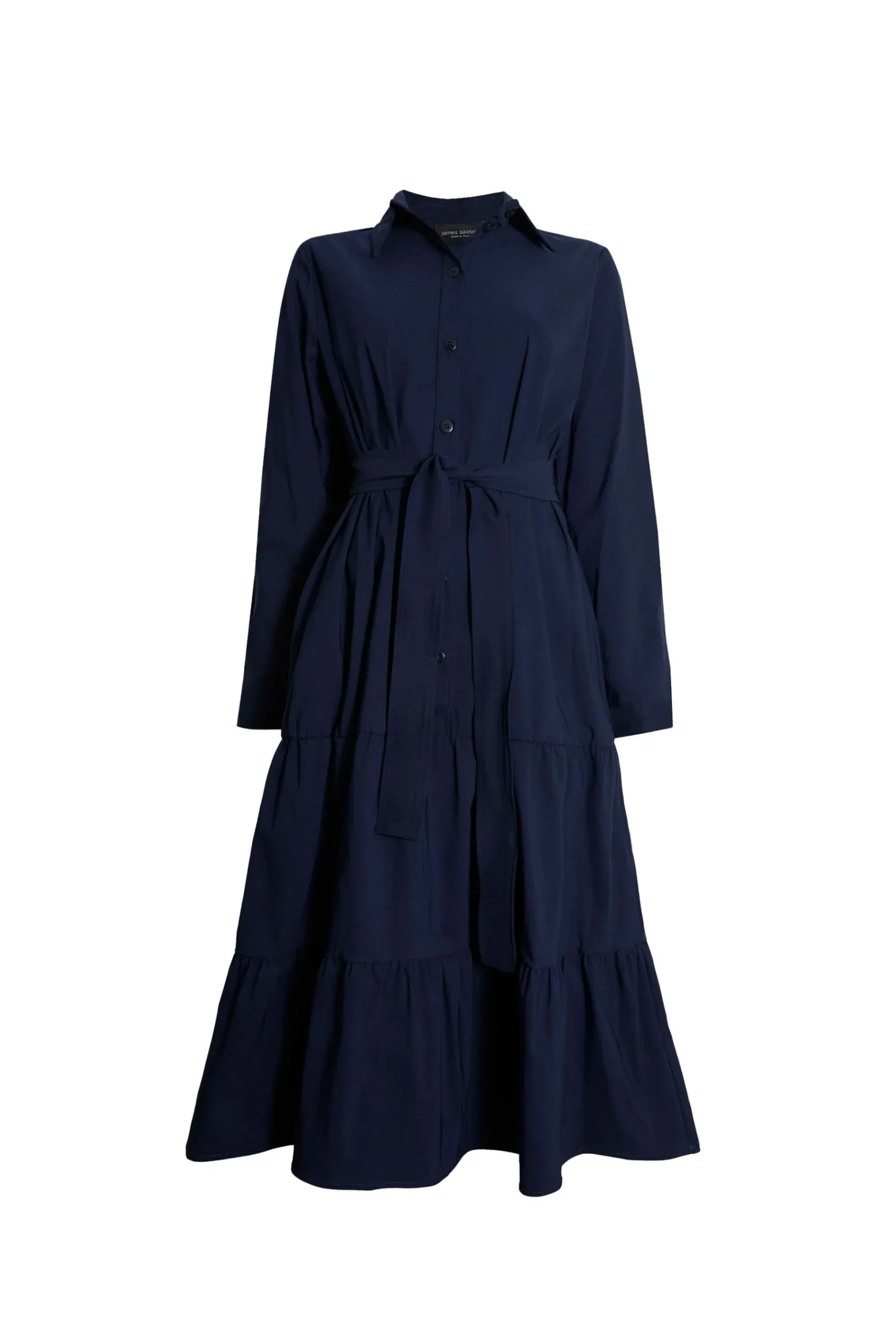 James Lakeland Shirt Collar Tiered Midi Dress